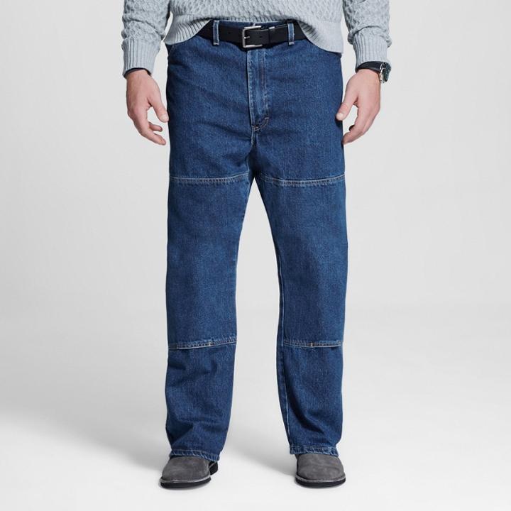 Dickies Men's Big & Tall Relaxed Straight Fit Double Knee Denim 6-pocket Jeans - Stone Washed