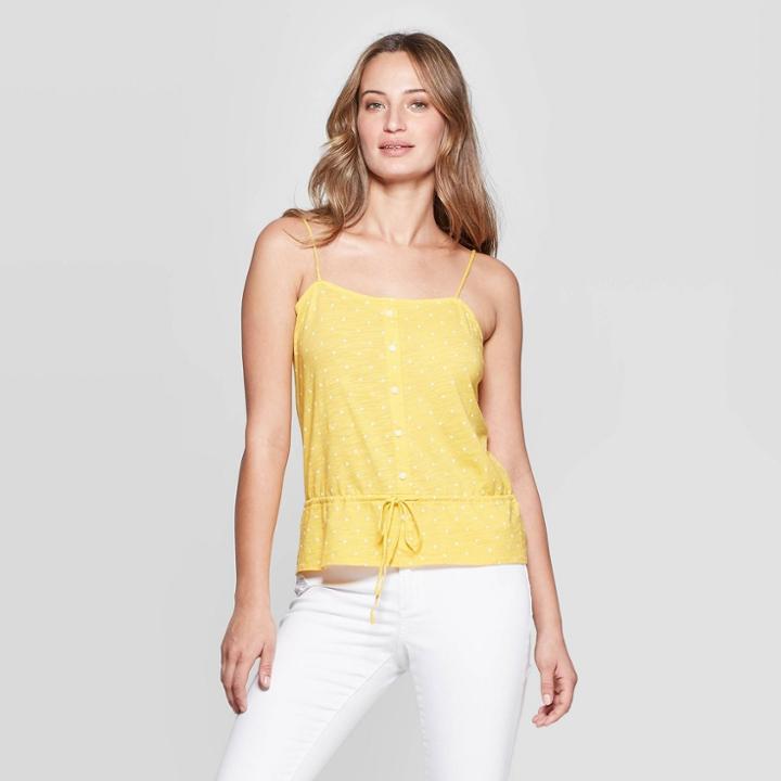 Women's Sleeveless Crew Neck Peplum Tank Top - Universal Thread Yellow