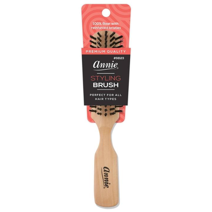 Annie International Annie Easy Style Reinforced Boar Bristle Hair Brush, Black