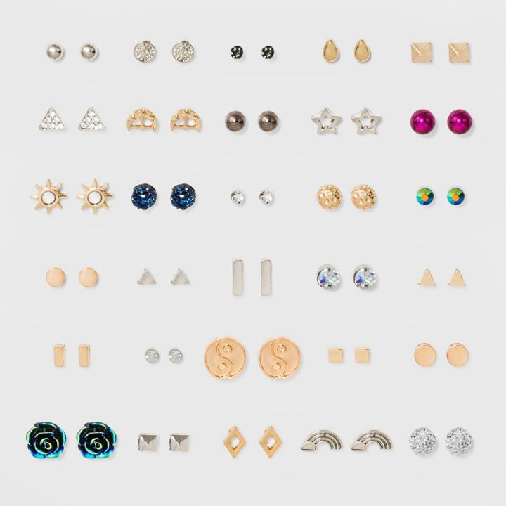 Floral And Geometric Multi Earring Set 30ct - Wild Fable , Women's,
