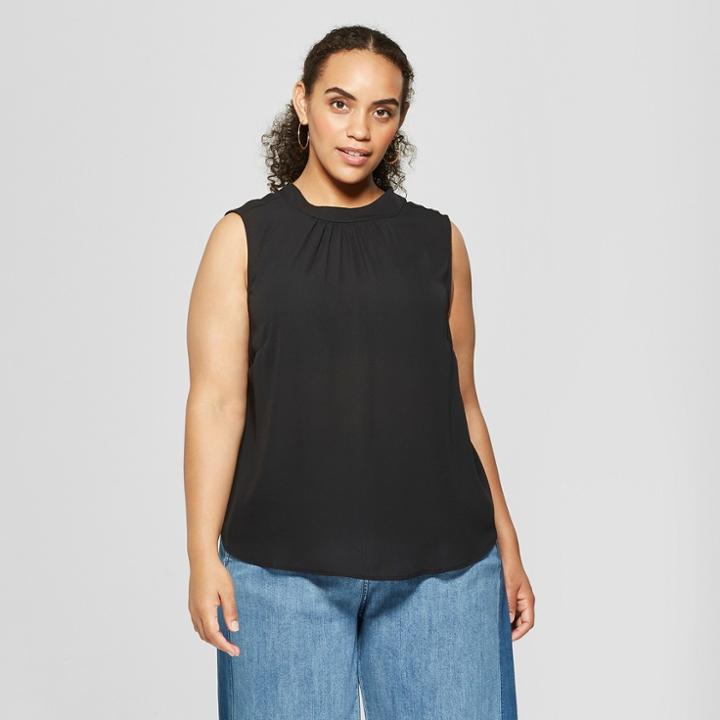 Women's Plus Size Mock Neck Tank Top - Who What Wear Black