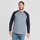 Men's Big & Tall Standard Fit Long Sleeve Crew Neck Baseball T-shirt - Goodfellow & Co Navy 5xb,