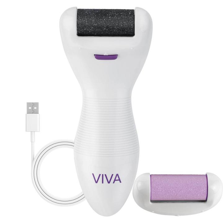 Spa Sciences Viva Pedi Extra Coarse Pedicure Electronic Foot Smoother With Diamond Crystals - White