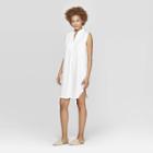 Women's Sleeveless Deep V-neck Tunic Dress - Prologue White