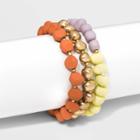 Worn Gold Stretch Bracelet Set 3pc - Universal Thread Coral Red