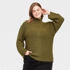Women's Plus Size Mock Turtleneck Seam Front Pullover Sweater - Universal Thread Green