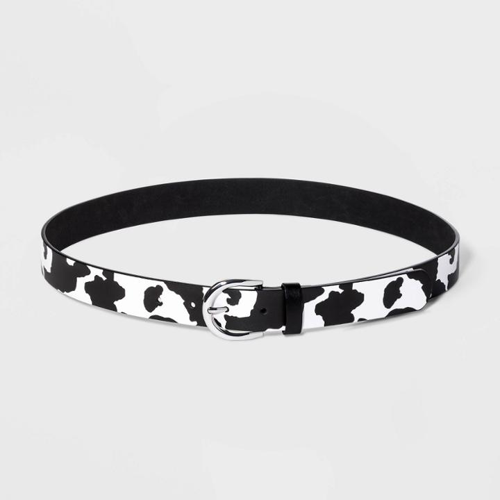 Women's Cow Print Belt - Wild Fable Black