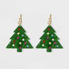 No Brand Holiday Novelty Clear Acrylic Tree Statement Earrings - Green