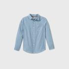Boys' Long Sleeve Button-down Poplin Printed Shirt - Cat & Jack Blue