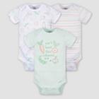 Gerber Baby 3pk Vegetables Short Sleeve Onesies - Light Blue/white