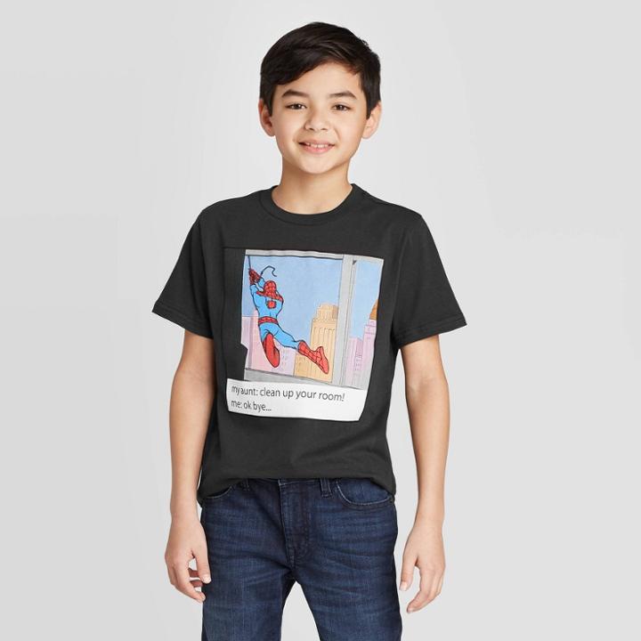 Spider-man Petiteboys' Short Sleeve Spidey Clean Room T-shirt - Black
