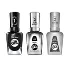 Sally Hansen Miracle Gel Nail Polish Trio Set - Onyx-pected 849 With Shiny Top Coat And Matte Top Coat