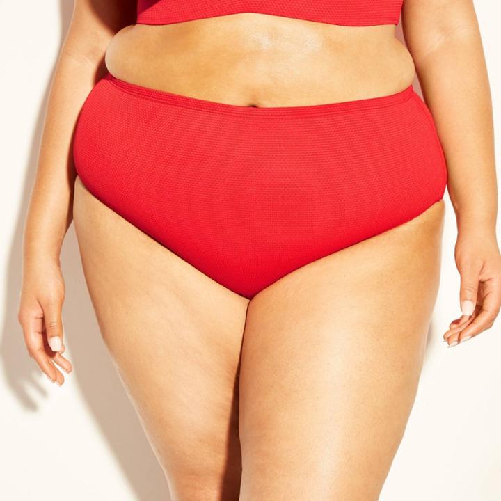 Women's Pique High Waist Bikini Bottom - Kona Sol Red