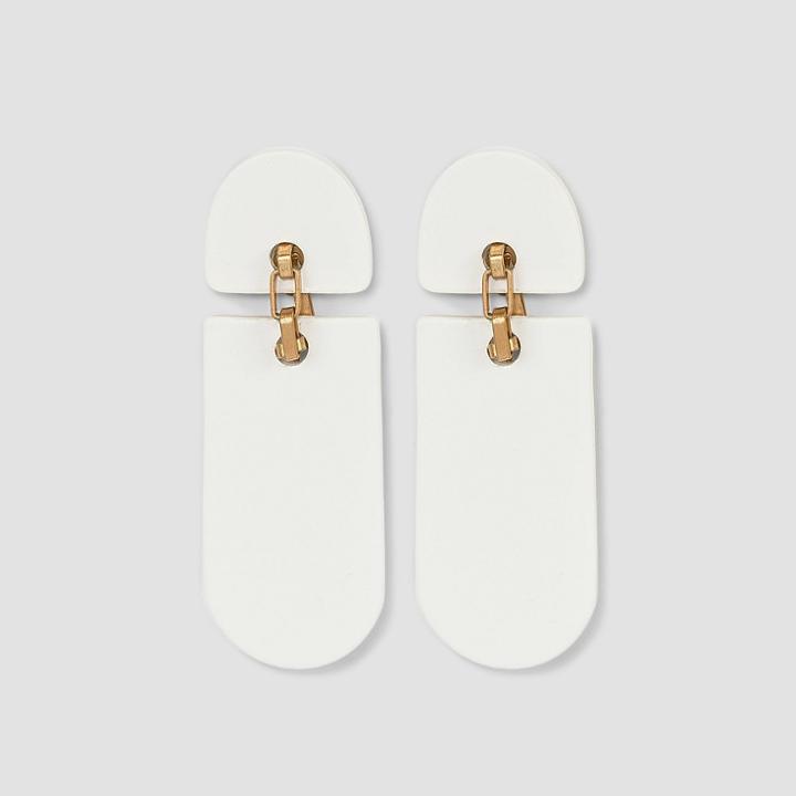 Elongated Flat Arc Drop Earrings - Universal Thread Ivory
