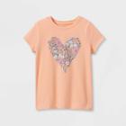 Girls' 'floral Heart' Short Sleeve Graphic T-shirt - Cat & Jack Light Peach