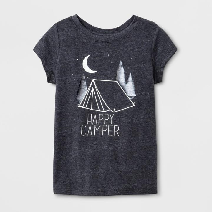 Toddler Girls' Short Sleeve Glow In The Dark Happy Camper Graphic T-shirt - Cat & Jack Black