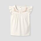 Oshkosh B'gosh Toddler Girls' Short Sleeve Embroidered Top - White