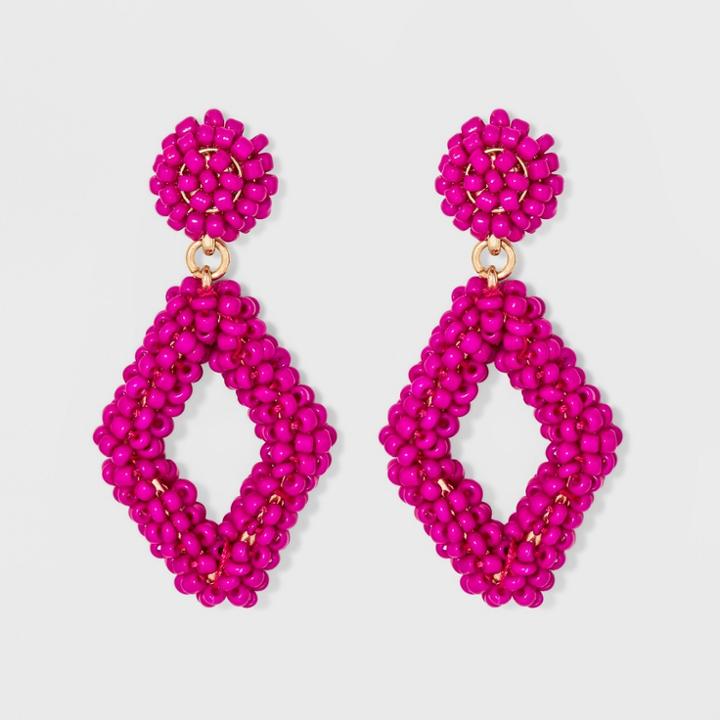 Sugarfix By Baublebar Beaded Geometric Drop Earrings - Pink, Girl's