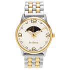 Women's Geneva Platinum Round Face Panther Link Watch - Two Tone, Yellow