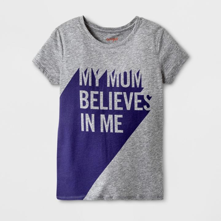 Girls' Short Sleeve My Mom Believes In Me Graphic T-shirt - Cat & Jack Gray