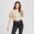 Women's Polka Dot Ruffle Sleeve Top - Mossimo Gold