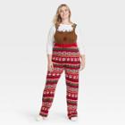 Born Famous Women's Plus Size Mommy And Me Reindeer Holiday Graphic Jumpsuit - Red