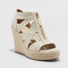 Women's Macie Zip Front Espadrille Wedge - A New Day Cream (ivory)