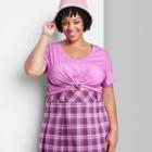 Women's Plus Size Short Sleeve V-neck Shrunken Boxy T-shirt - Wild Fable Purple