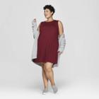 Women's Plus Size Sleeveless Knit Swing Dress - Ava & Viv Burgundy (red)