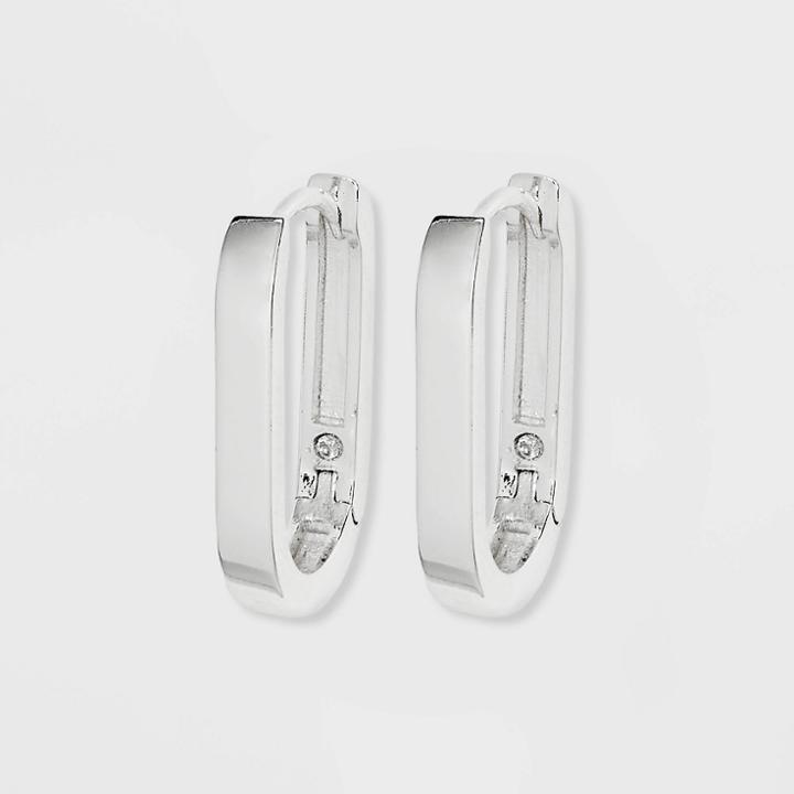 Silver Plated Oval Hinged Endless Hoop Earrings - A New Day