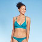 Women's Ribbed Triangle Bikini Top - Xhilaration Turquoise Xs, Women's, Green