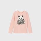 Girls' Long Sleeve Floral Panda Graphic T-shirt - Cat & Jack Peach