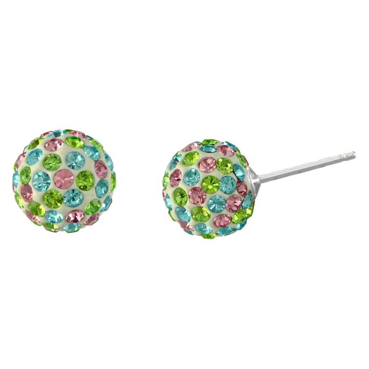 Target Girls' Sterling Silver Crystal Ball Stud Earring-pastel