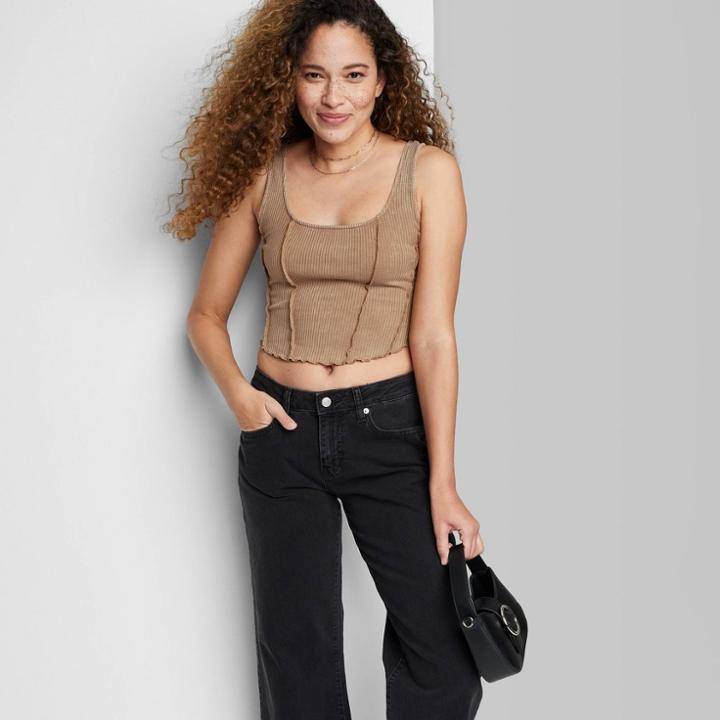 Women's Fitted Corset Tank Top - Wild Fable Camel Xxs