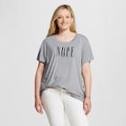 Modern Lux Women's Plus Size Nope Graphic T-shirt Charcoal Gray 1x -