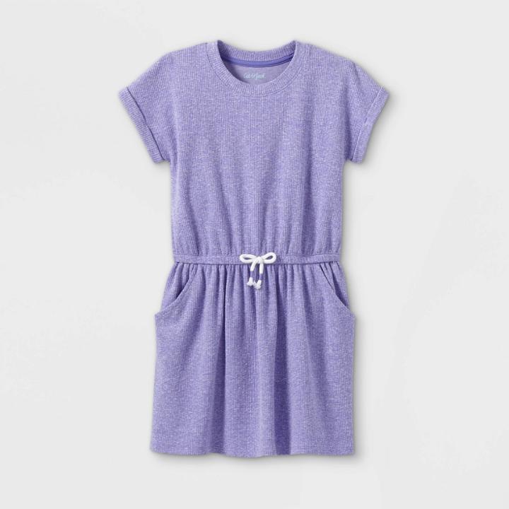 Girls' Slub Short Sleeve Knit Dress - Cat & Jack Heather Purple