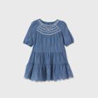 Toddler Girls' Long Sleeve Embroidered Woven Dress - Cat & Jack Blue