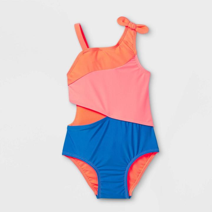 Toddler Girls' 'one Should Cutout' One Piece Swimsuit - Cat & Jack Peach/blue