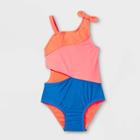 Toddler Girls' 'one Should Cutout' One Piece Swimsuit - Cat & Jack Peach/blue