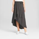 Women's Striped Midi Wrap Skirt - A New Day Black/white Xxs