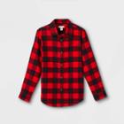 Boys' Flannel Button-down Long Sleeve Shirt - Cat & Jack Red/black