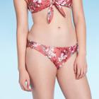 Women's Cinch Back Cheeky Floral Bikini Bottom - Xhilaration Mauve Floral Print L, Women's, Size: Large, Pink Floral Print