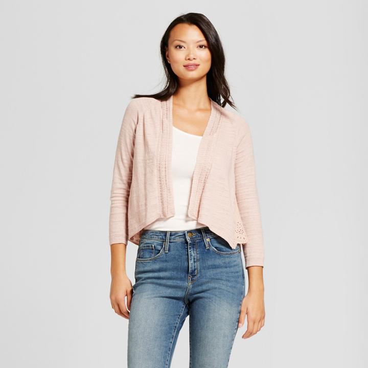 Women's Eyelet Open Layering Cardigan - Knox Rose Blush