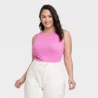 Women's Plus Size Ribbed Slim Fit Tank Top - A New Day Pink