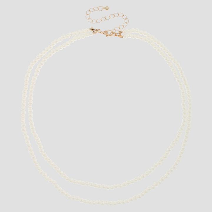 Girls' Two Layer Pearl Necklace - Cat & Jack White,
