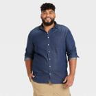 Men's Tall Standard Fit Long Sleeve Button-down Shirt - Goodfellow & Co Dark Night Blue
