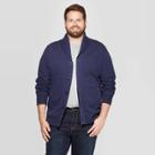 Men's Big & Tall Regular Fit Fleece Button-down Sweatshirt - Goodfellow & Co Xavier Navy 2xbt, Xavier Blue