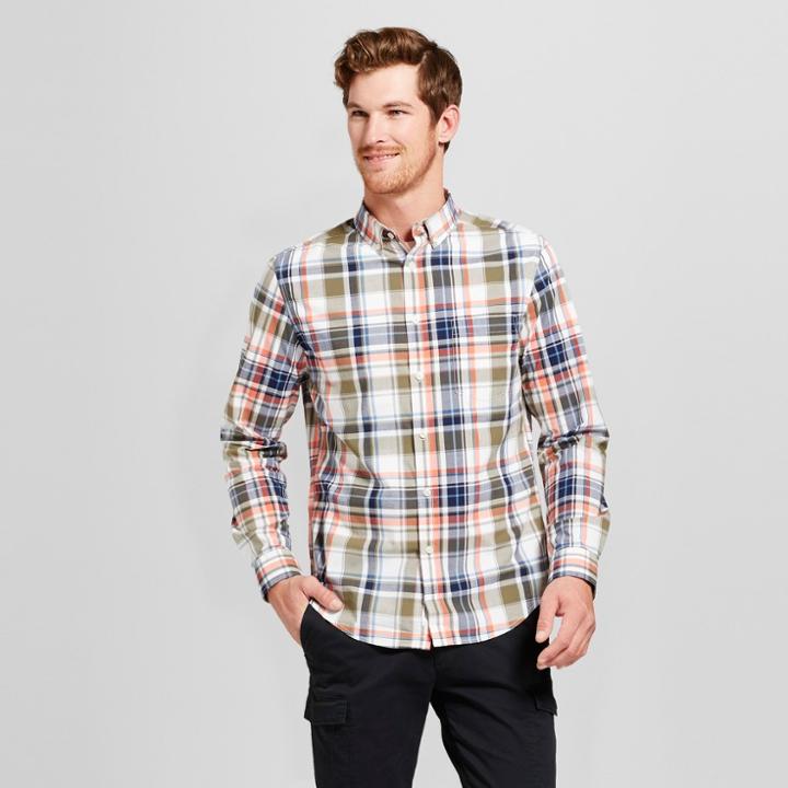 Men's Standard Fit Long Sleeve Northrop Button-down Shirt - Goodfellow & Co Aloe