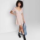 Women's Short Sleeve Sweetheart Ruffle With Tie-back Dress - Wild Fable White Floral