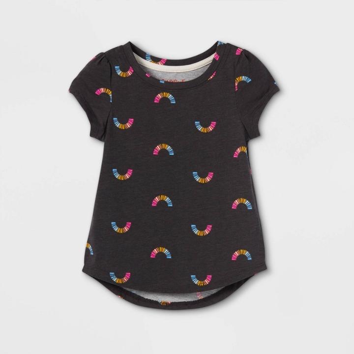 Toddler Girls' Rainbow Short Sleeve T-shirt - Cat & Jack Dark Gray